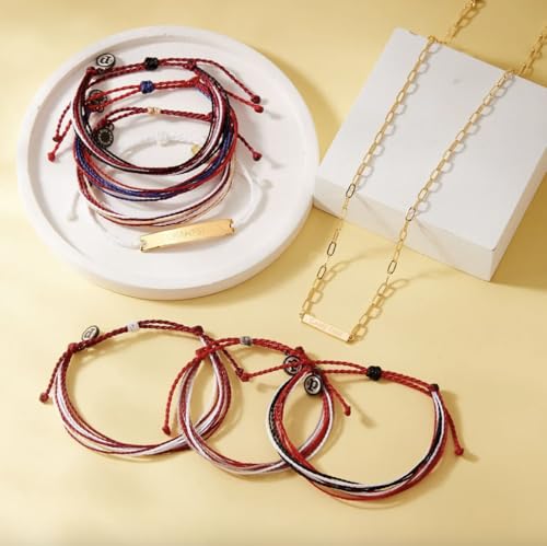 Image of Pura Vida Bracelets Original Maroon & Black & White Bracelet String Bracelets