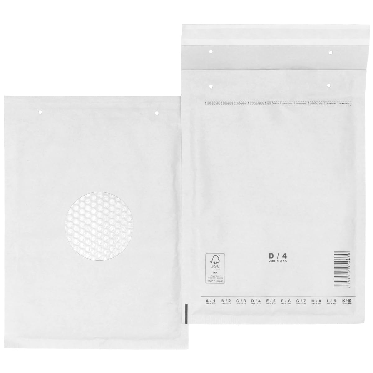 verpacking Luftpolstertaschen Versandtaschen Luftpolsterumschlag D4, Innenmaß 180 x 265 mm (Außenmaß 200 x 275 mm) Weiß Polsterumschläge selbstklebend geeignet für DIN B5 C5+ (800 Stück)