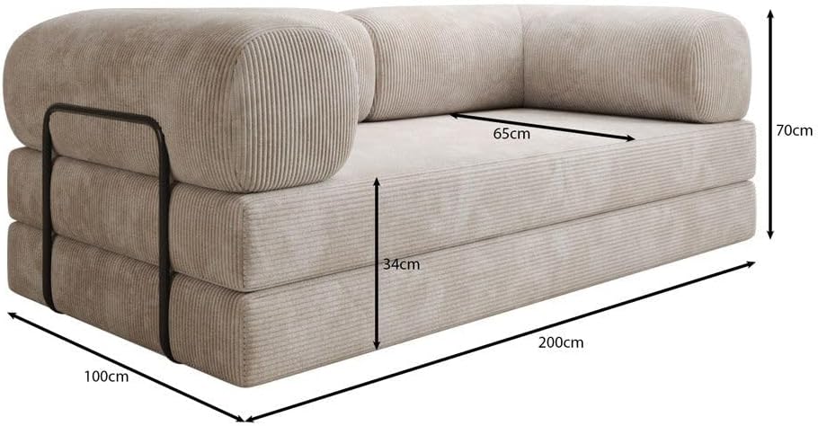 Luxusbetten24 Lazy Designer Sofa 3-Seater in Cord Beige