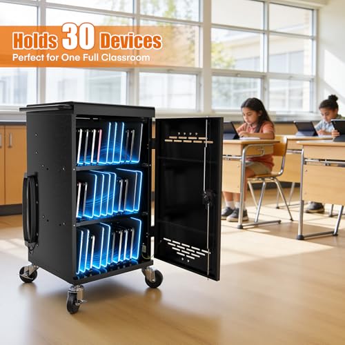 Image of Meteteel 30 Device Charging Cart for Chromebook iPad Laptop K-12