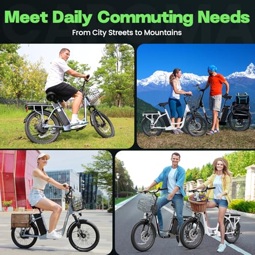 Image of Caroma Peak 1200W Electric Scooter with Seat, 20 inch Tires,30Miles&20MPH | All Terrain E Scooter with 2 Seats,Adjustable Electric Scooter for Adults with Basket,Adult Electric Bicycles Style Scooter