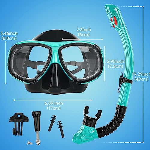 Equipo de snorkel para miopes iGym para adultos, máscara de buceo profesional con snorkel de silicona, antiniebla y montura para cámara desmontable miniatura 7