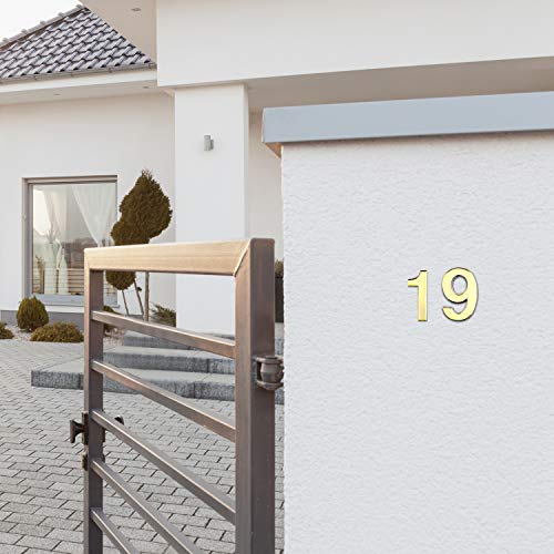 Image of 20 Pieces House Numbers Mailbox Numbers 0-9, 3D Door Address Numbers Self Adhesive Mailbox Numbers Sticker or House, Apartment, Office, Hotel Room, Mailbox Signs (Gold, 2.76 Inch)