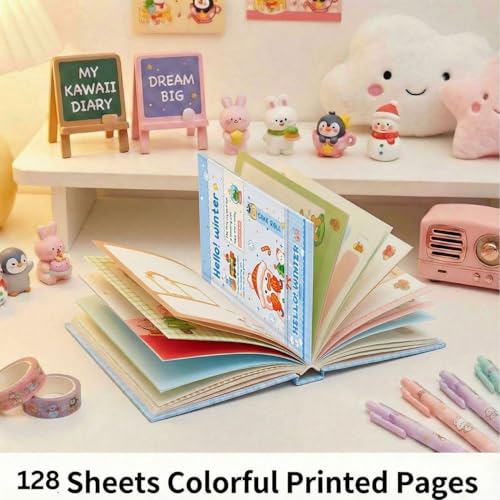 Image of FunBlast Diary for Girls - Christmas Kawaii Diary for Kids, Journal Diaries for Girls, Notepad for Students Stationary Items, Birthday Gifts (128 Sheets) (Blue-)