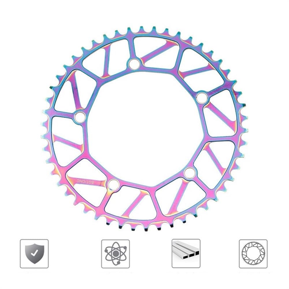 Platos para Bicicletas Juego de Platos y bielas Cadena 130 BCD Hueco 46/48/50/52/54T/56T/58T Bicicleta Pista Marcha única Rueda Ancha Estrecha Redonda 130bcd Unisex