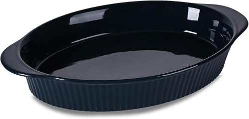 LEETOYI Sartenes ovalados grandes de porcelana para gratinar de 9 x 13 pulgadas, bandeja para hornear para porciones, utensilios para hornear con
