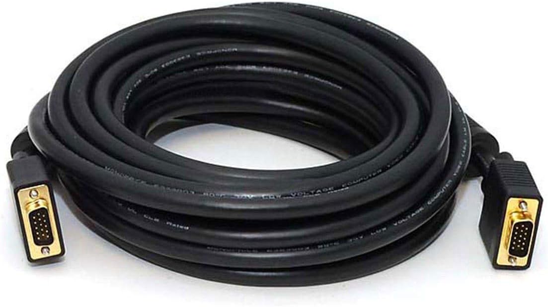 Monoprice Super VGA Cable - 75 Feet - Black | Male to Male with Ferrites for in-Wall Installation | Gold Plated, CL2 Rated