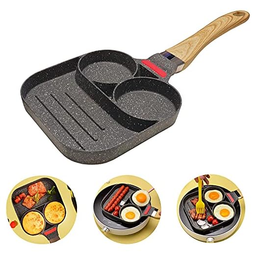 Lelesta Ägg Stekpanna, Frukost Pannkakspanna Äggpanna med 2 hål, Non-stick Stekt Ägg Hamburgare Panna, Universellt Tillämplig för Alla Kokkärl