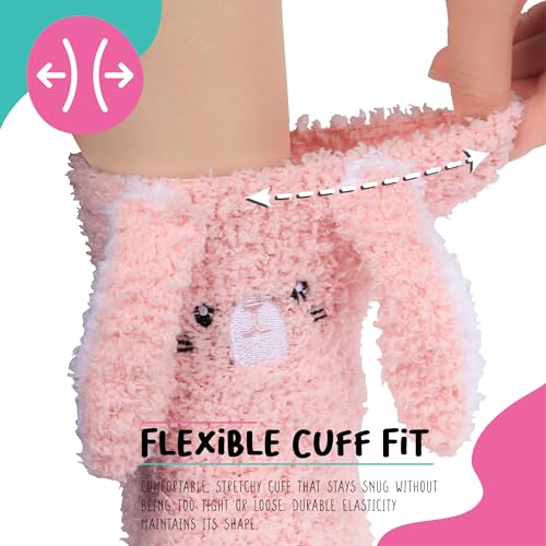 Image of POPCRAZE Novelty Fuzzy Bunny Socks Unisex Soft Plush Cozy