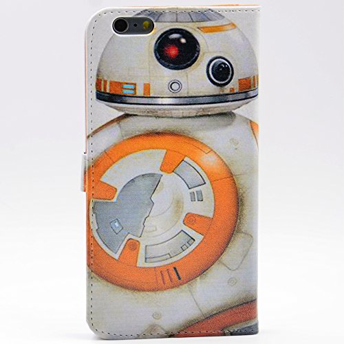 Unique BB-8 Droid Pattern Leather Wallet Credit Card Holder Pouch Flip Stand Case Cover For Apple iphone 6 Plus,iphone 6SPlus (5.5inch) New