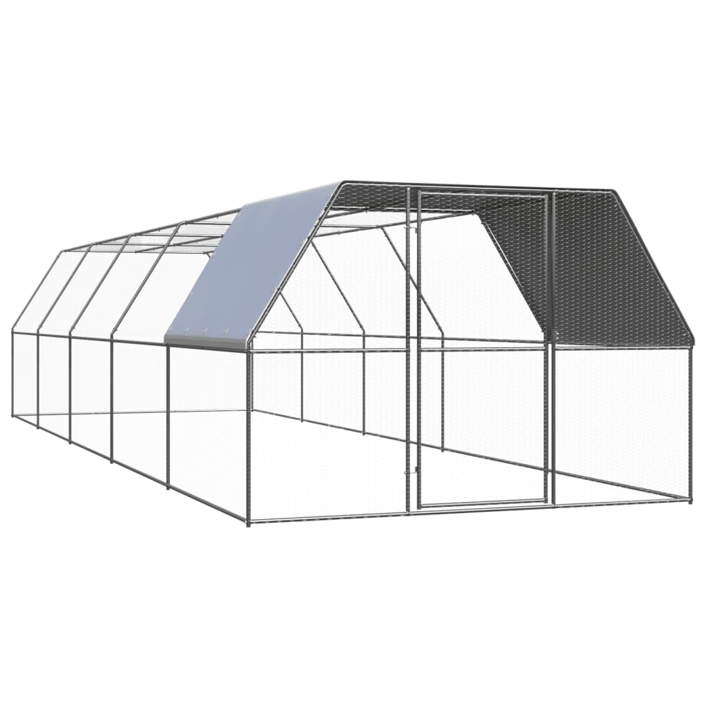 Mangloder – Jaula para pollos para exteriores, 3 x 10 x 2 m, de acero galvanizado con techo de polietileno y cerradura, recinto para pollos, patos, pájaros, roedores, conejos, conejos, jardín, uso al