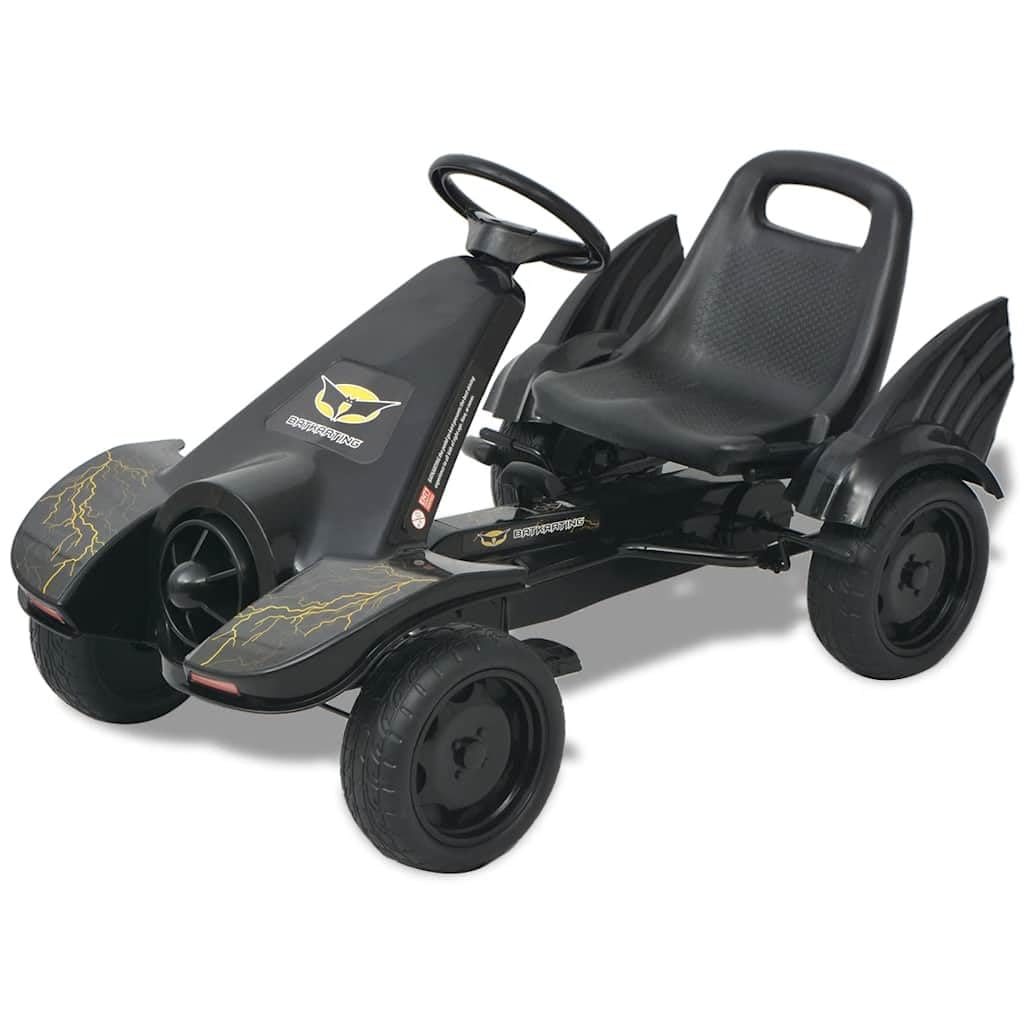 Pedal Go-Kart con asiento y respaldo ajustables negro, ruedas de PVC, marcha adelante y atrás, freno de mano, palanca de cambios, 115 x 62 x 61 cm, para niños a partir de 3 años