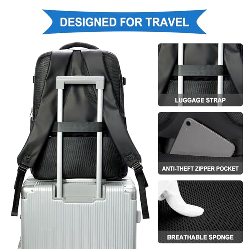 Image of coowoz Vacuum Backpack Travel with Pump,Travel Backpack with Vacuum System For Women Men,Carry On Backpack,Hiking Backpack Waterproof Outdoor Sports Rucksack Casual Daypack,TPU Coated Black