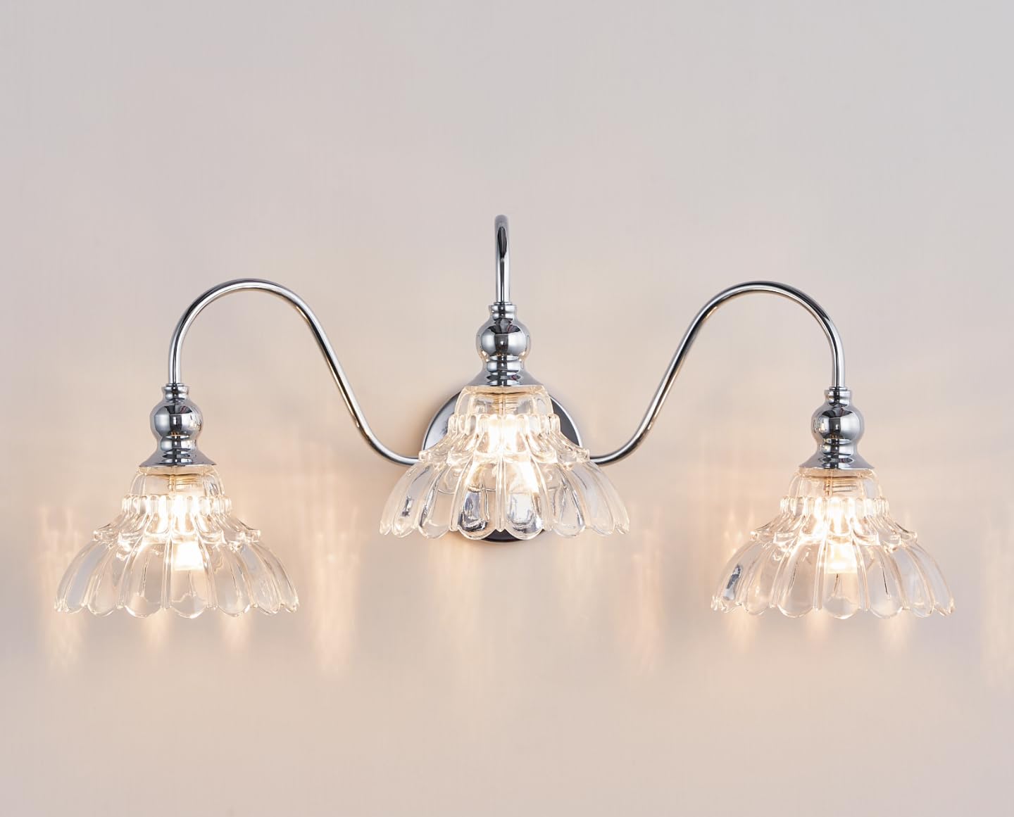 Chrome Bathroom Vanity Lights Modern Crystal Vanity Lighting Fixtures 3-Lights Bathroom Lights for Bathroom Bedroom Kitchen Living Room Dining Room