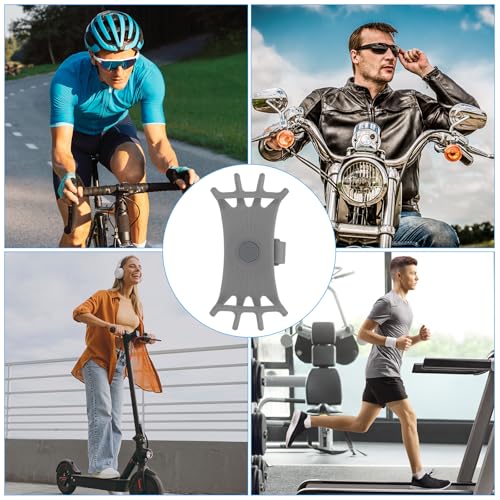 Image of PATIKIL 3Pcs Bike Phone Mount, 360 Rotation Silicone Motorcycle Phone Holder for 3 inch- 6.5 inch Phones Adjustable Phone Mount for Motorcycle Bicycle Electric Scooter, Gray