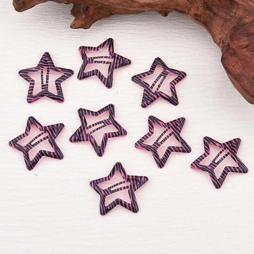 Pinzas para el cabello en forma de estrella con estampado cebra para mujeres y niñas, 8 unidades, antideslizantes, estilo Y2K miniatura 5