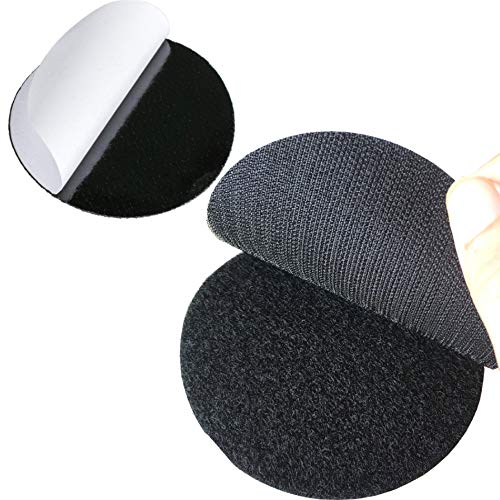 Bigger Round Size Self Adhesive 6 Pack 4 inch Hook Loop Tape Dots with Super Sticky Back Mounting Tape Removable Perfect for Home or Office (4 inch Diameter, Black)