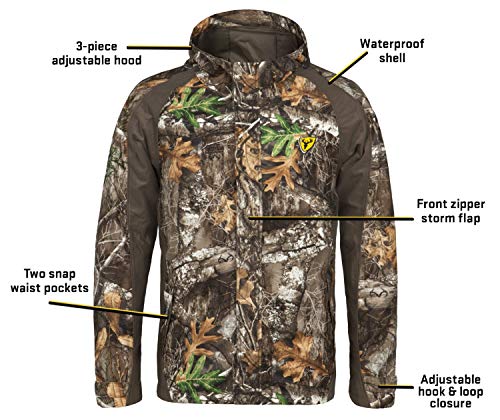 Scent Blocker Drencher Men's Hooded Hunting Rain Jacket, Realtree Edge, L