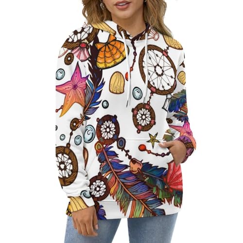 Sweat à Capuche Attrape-Rêves Imprimé Pull Manches Longues Confort Unisexe UMENG S
