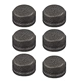 YOIASUGH 6 pack 3/4 Inch Malleable Cast iron Pipe Cap Industrial Pipe for Threaded Black Pipes and Fittings DIY Retro Furniture Threaded Pipes and Fittings