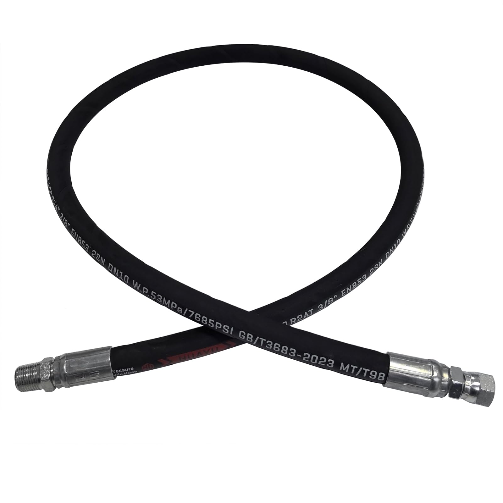 3/8 Hydraulic Hose with 3/8inch NPTF Male X 3/8" JIC 37° Female Hydraulic Hose Fitting (120inch)