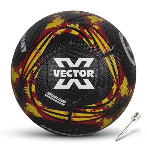 Vector X Germany Country Colour PVC Rubber Moulded Training Football with Pin Suitable for Hard Ground Soccer Ball for Adults (Color: Black, Size: 5, Pack of 1) 3