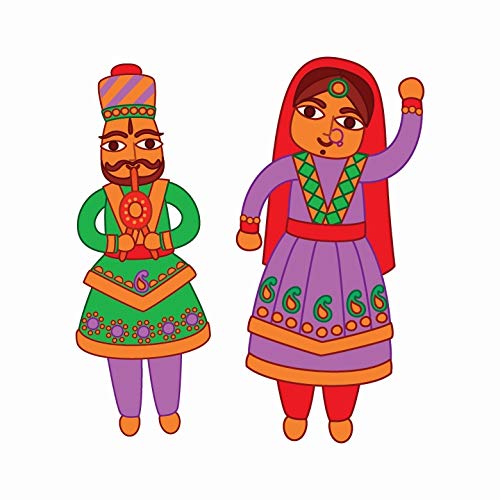 Image of Bhai Please Rajasthani Traditional Couple Theme Fridge Magnet - Couple Gift