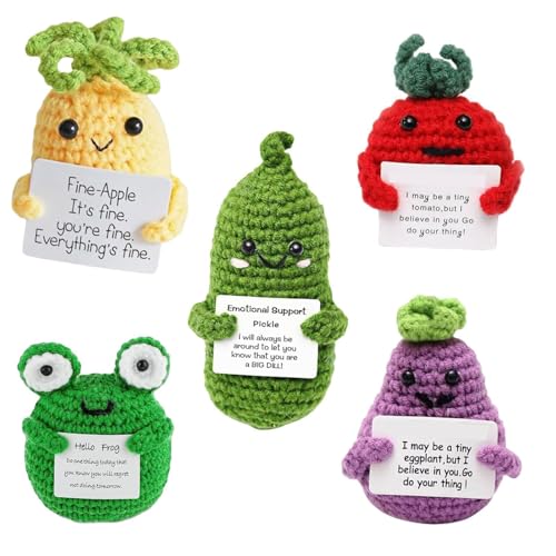 YSFVNP Emotional Support Gift Positive Gifts Emotional Support Crochet Set with Plush Plants & Animals Uplifting Presents for Friends Colleagues & Exam Luck (Multicolor) (Multicolor 5)