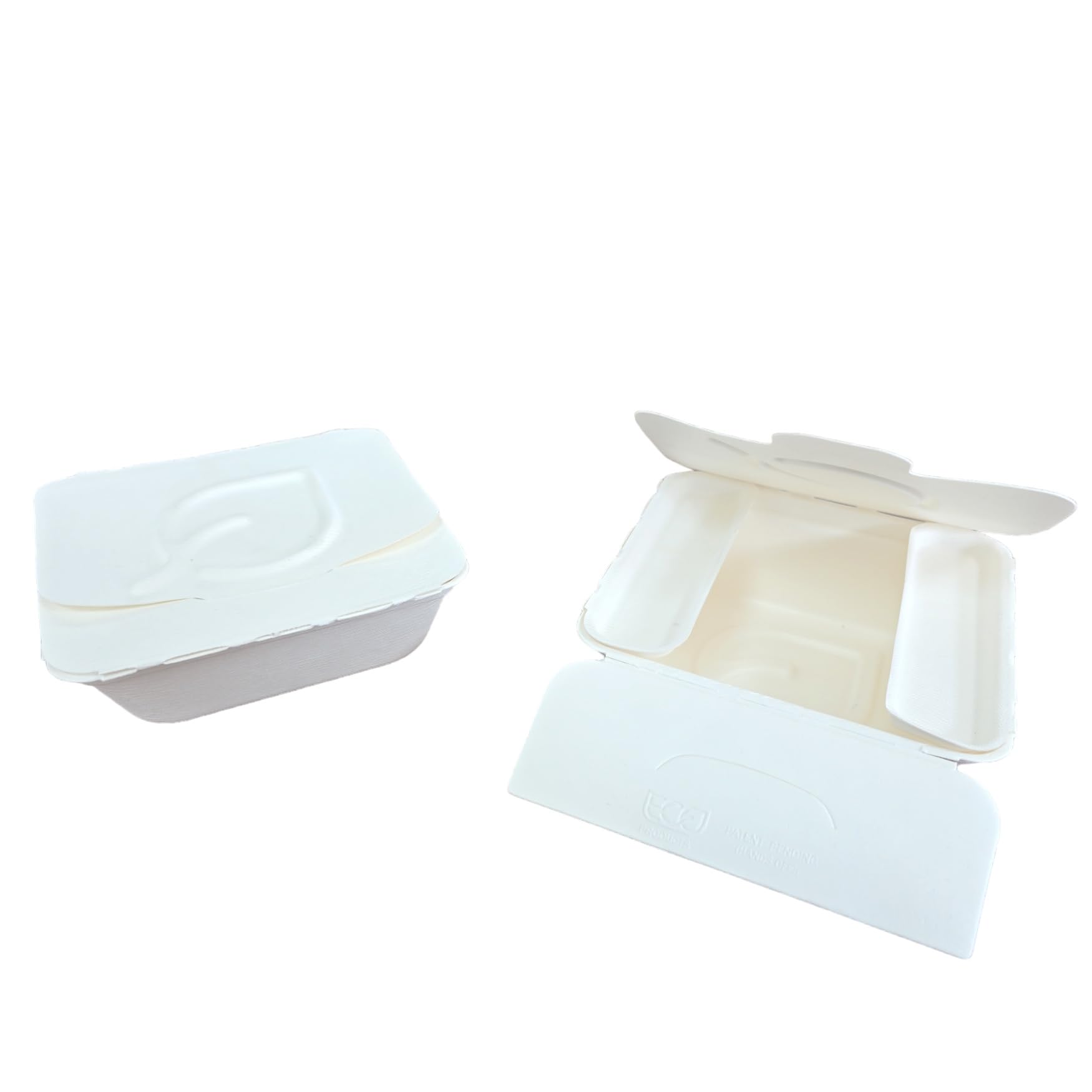Pro DP 300 scatole per snack biologiche, colore bianco, per bagassa/canna da zucchero, con scomparti per posate, 150 x 133 x 63 mm, 650 ml