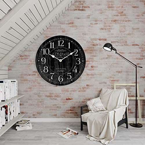 Harbor Black Wall Clock | Ultra Quiet Quartz Mechanism | Hand Made In Usa Beautiful Crisp Lasting Color | Comes In 8 Sizes | 30-Inch #TOP2