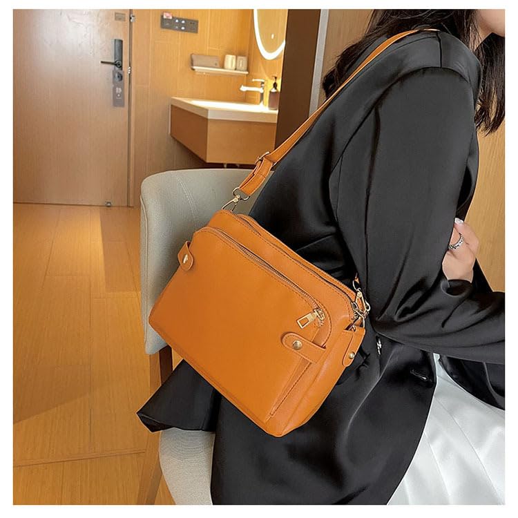 Crossbody Bags for Women, Crossbody Leather Shoulder Bags and Clutches for Women 3 Layer Crossbody Handbags4
