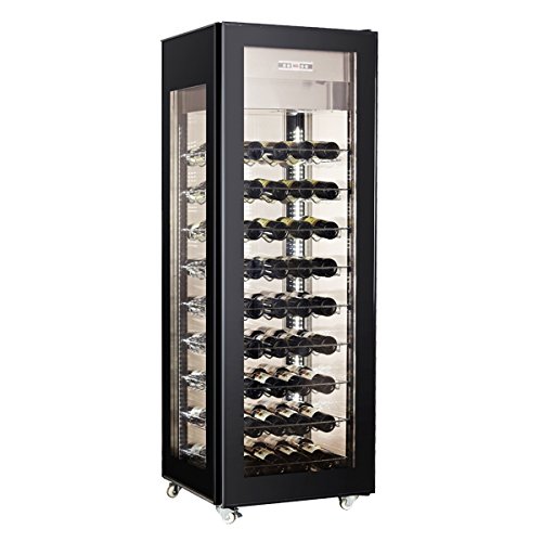 Single Zone Wine Cooler - 81 Bottles Capacity by Omcan – 25.8" x 25.7" x 74.5"/ 656 x 653 x 1892 mm, glass, black, Model 43458