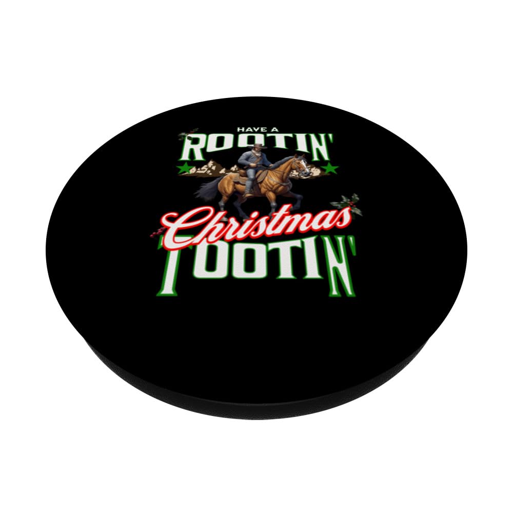 Western Have a Rootin Tootin Christmas Horse PopSockets Swappable PopGrip, Black - Image 2