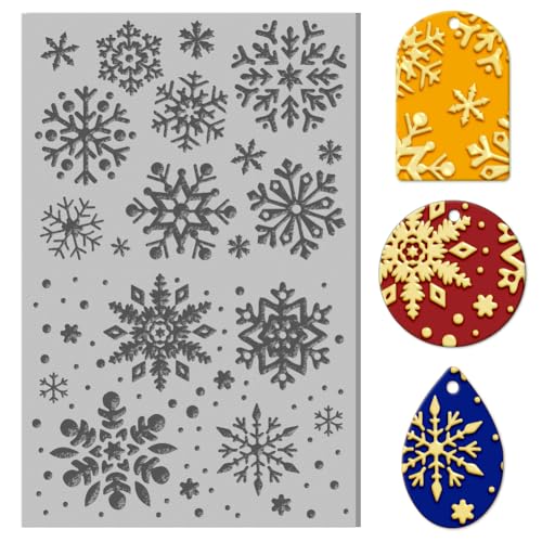 CHGCRAFT Snowflakes Winter Polymer Clay Texture Sheets Rubber Clay Texture Mats Polymer Clay Texture Tools for Creating Patterns and Designs are Suitable for Most Handicraft Creations