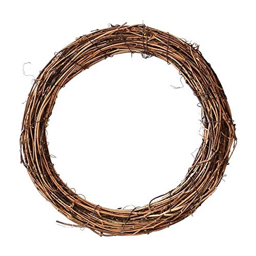 Cratone Couronne de porte naturelle en bois de vigne - Fait main - Couronne de Noël pour porte - Couronne décorative en osier - Marron - 30 cm
