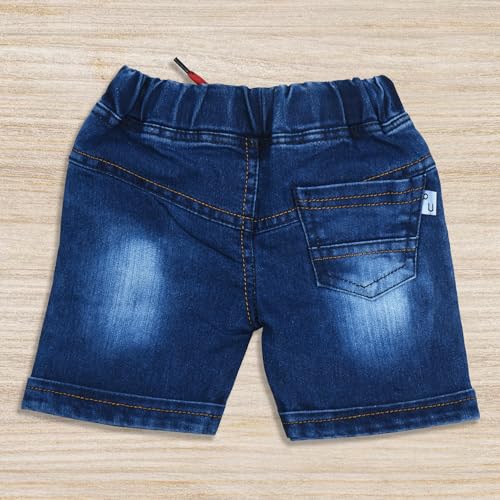 Image of Fancy Kids Pure Cotton T-Shirt And Denim Jeans Shorts Set For Boys