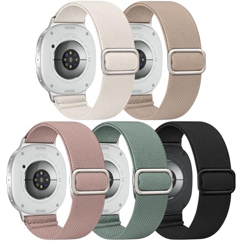 Image of Acextro 5 Pack Stretchy Bands Compatible with Samsung Galaxy Watch 7 6 5 4 FE Band 40mm 44mm 45mm /Watch 6 4 Classic 4 42mm 46mm 43mm 47mm /Active 2, 20mm Water-Resistant Elastic Nylon Sport Strap