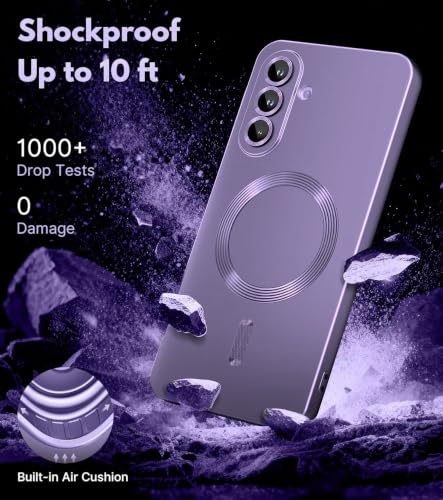 Image of DIZORO Samsung A57 Case, Compatible with Mag Safe Back Cover, Matte Luxury Metallic Luster Flexible TPU Wireless Charging Shockproof Case with Camera Protector (Metallic Silver)