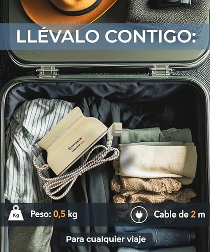 EFFEKTIV Ferro da Stiro da Viaggio 1030X – Stiratore Verticale a Vapore Portatile Pieghevole 3-in-1 – 1600W – 6 Modalità Vapore – Riscaldamento Rapido 20s – Serbatoio 180ml – Piastra in Titanio