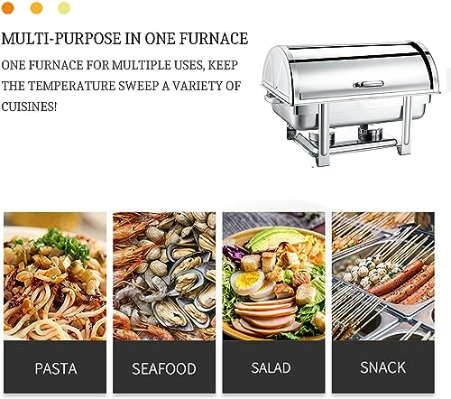 Chafing Dish 9L en Acier Inoxydable avec Casserole à Eau et Support à Combustible