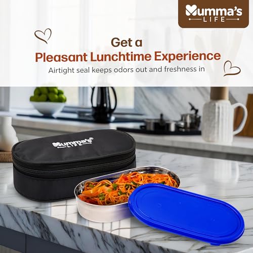 Image of Mumma's LIFE Stainless Steel Lunch Box Suitable for School, Offices and picnics(280 ML) (Black) (BEAM)