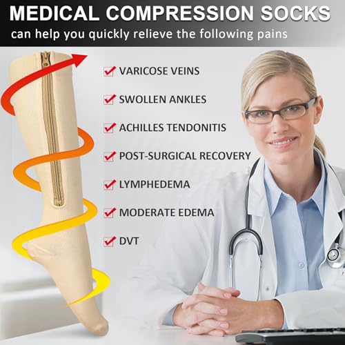 Image of Ailaka Medical 15-20 mmHg Zipper Compression Socks Women Men