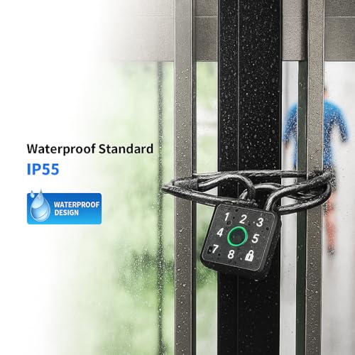 Image of JASIFS Smart Lock Fingerprint & Password Padlock | 5-Way Unlock | Lock for Gym, Office, Home, Luggage, Gate - Waterproof & Long Battery Life