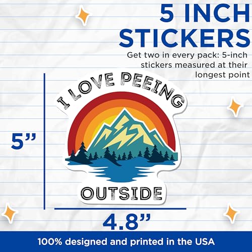 Image of (2 Pack) I Love Peeing Outside Bumper Sticker - Funny Camper Outdoorsman Adventurer Hiker Camping - 5 Inches On Longest Side - Premium Vinyl - Made in USA BMCS0283
