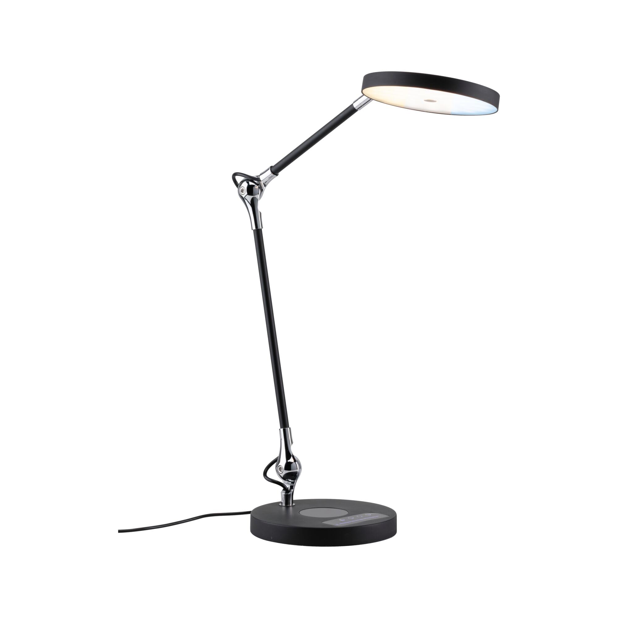 Paulmann 78910 Lampada da scrivania LED Numis TunableWhite Qi funzione di carica incl. 1 lampada per ufficio da 11 Watt dimmerabile nero luce di lavoro, bianco caldo a bianco naturale 2.700-6.500 K