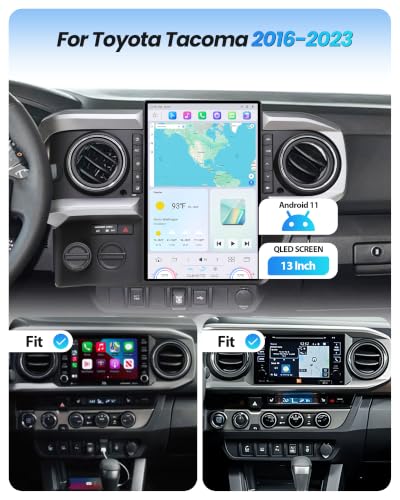 Image of Cidava 13 Inch Car Radio for Toyota Tacoma 2016-2023 | T-style Car Stereo Head Unit Replacement with Wireless CarPlay /Android Auto, Fast Boot, Upgraded DSP & EQ, 4G LTE, 8+128GB