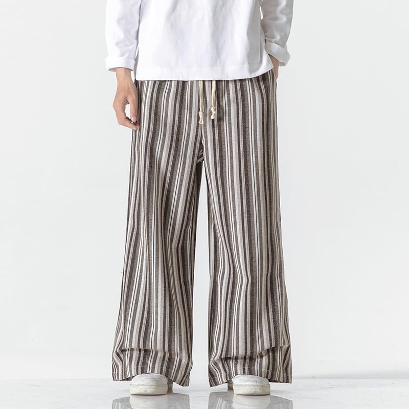 GUOYUXIAO Men's Pants Spring Large Size Striped Loose Straight Wide-Legged Trouser4