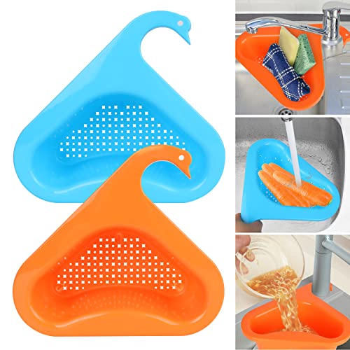 Cesta de filtro triangular, 2 unidades de desagüe para fregadero de cocina, bandeja de drenaje multifuncional, para filtrar residuos de cocina y lavar verduras, frutas para todos los fregaderos Cover