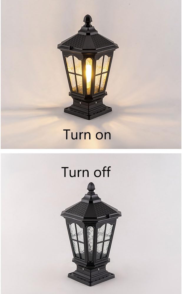 Exterior Black Post Light Garden Light Deck Lighting Aluminum Glass Lanterns in Industrial Style Outdoor Waterproof Post Cap Light for Lawn Landscape 1 Pack