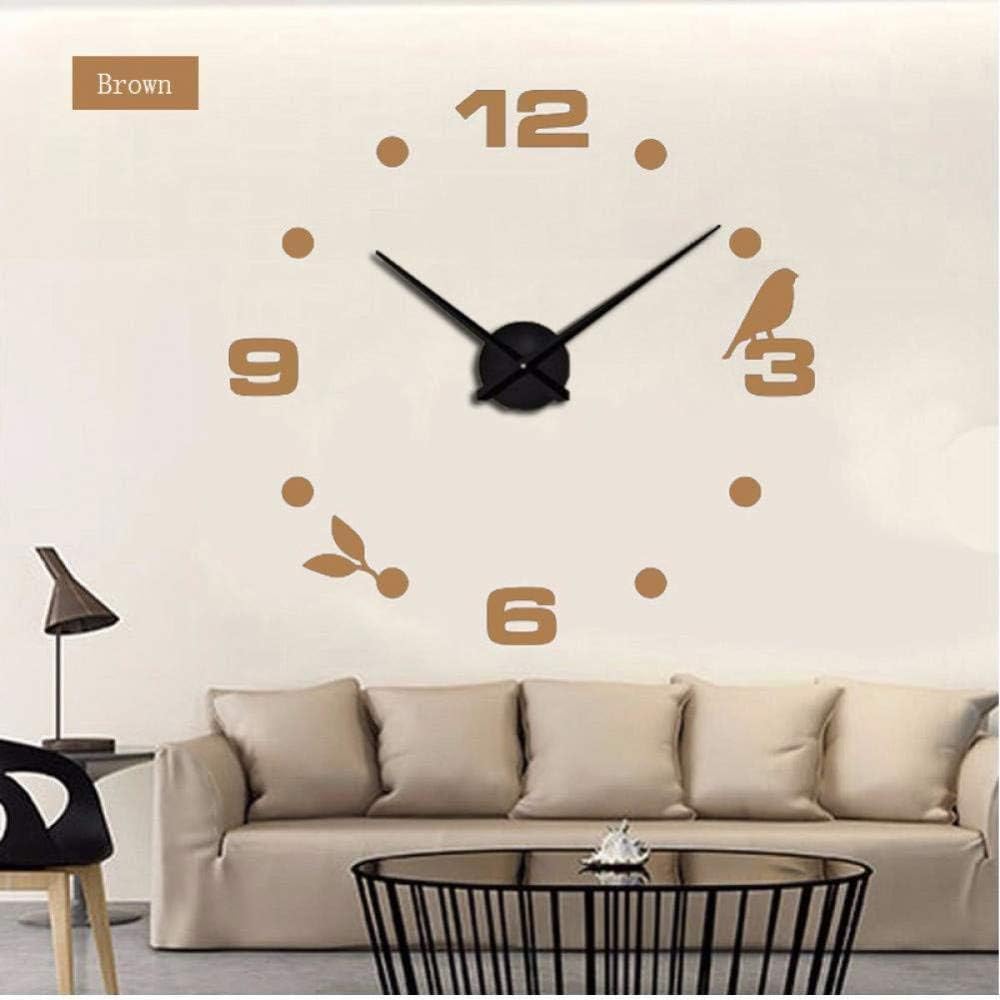 ZD-DZModerno Orologio da Parete al Quarzo Nero Fai da Te Uccello Orologi da Parete Arredamento per la casa Soggiorno Creativo Orologio da Parete-Chocolate_47inch